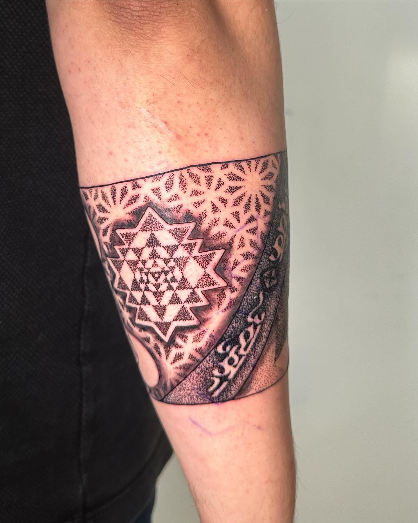 Geometric pattern geometric tattoo on the forearm by NYC