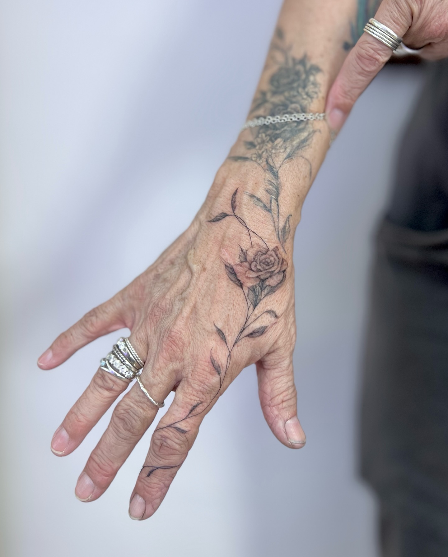 Rose black and grey tattoo on the hand by πππ¦