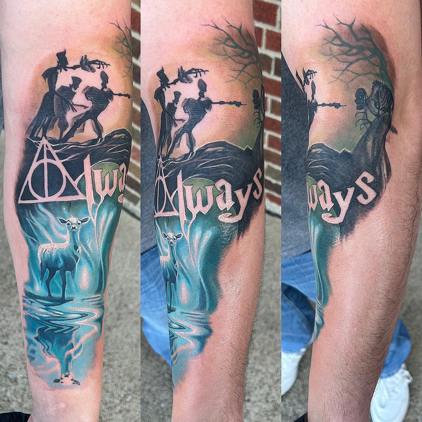 Harry Potter characters realism tattoo on the forearm by Adam Zgorliski_STStattoo