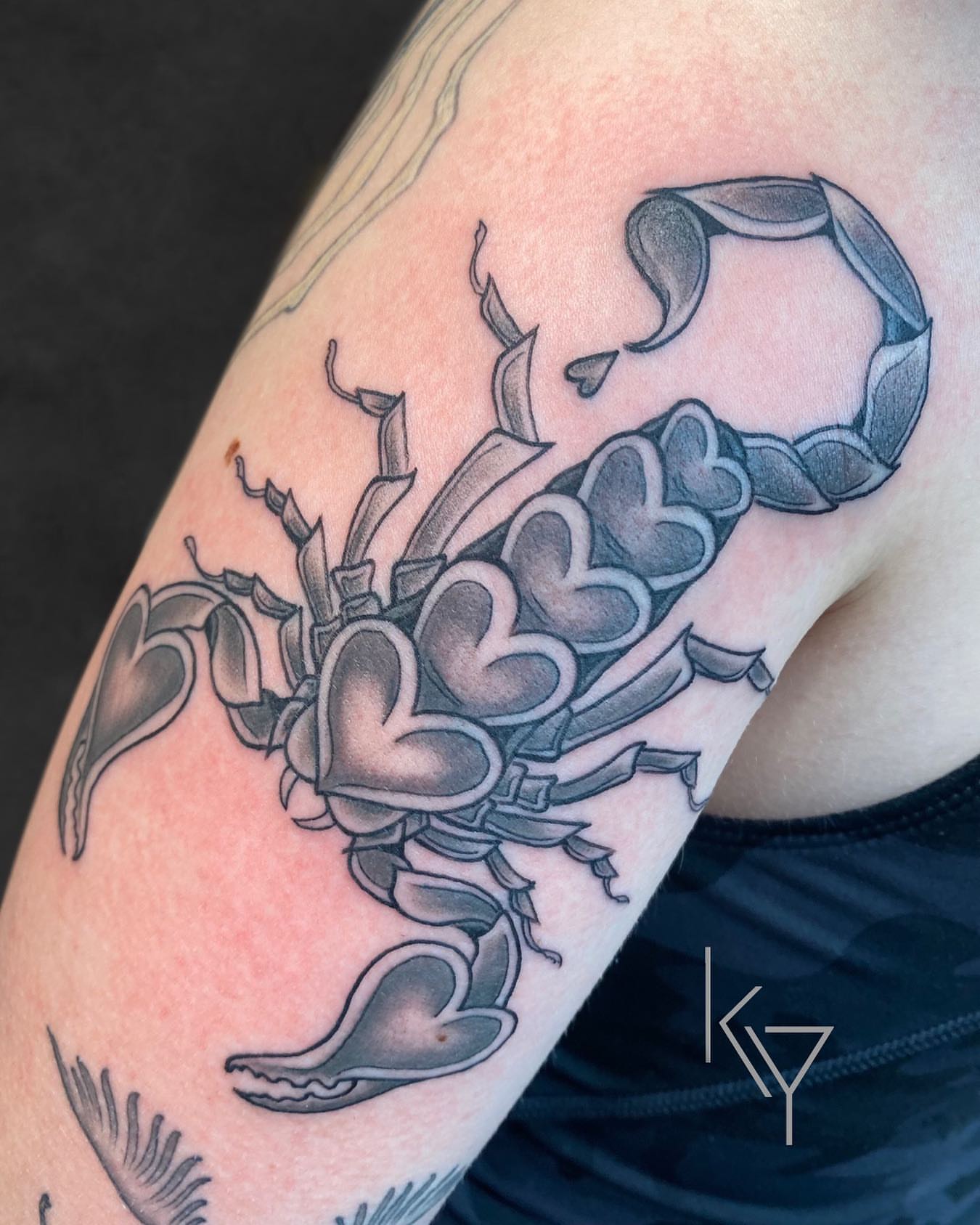 Scorpion black and grey tattoo on the forearm by ..✨ K I R S T y y O R K ✨..