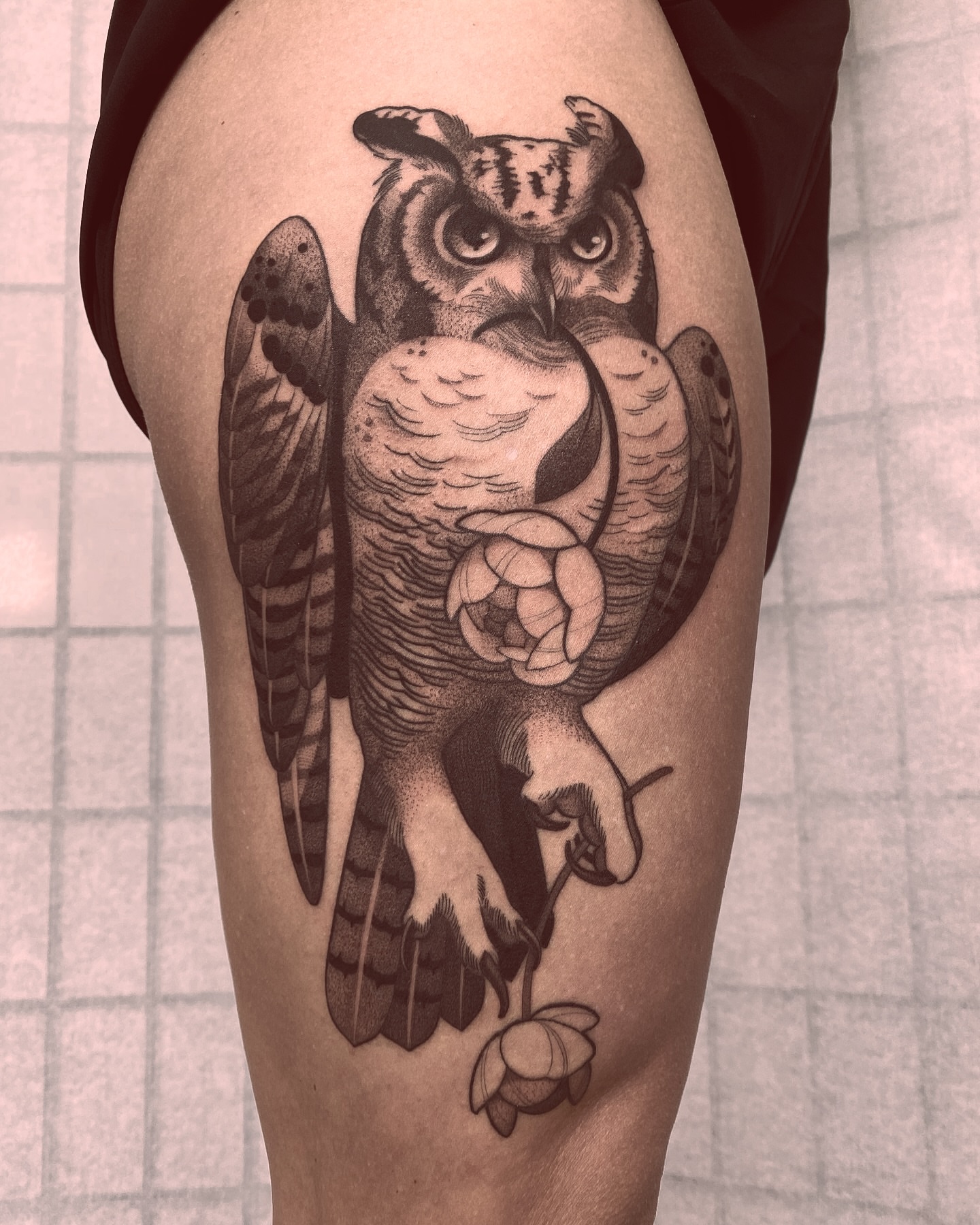 Tattoo by @n.dickinson — dotwork, realism