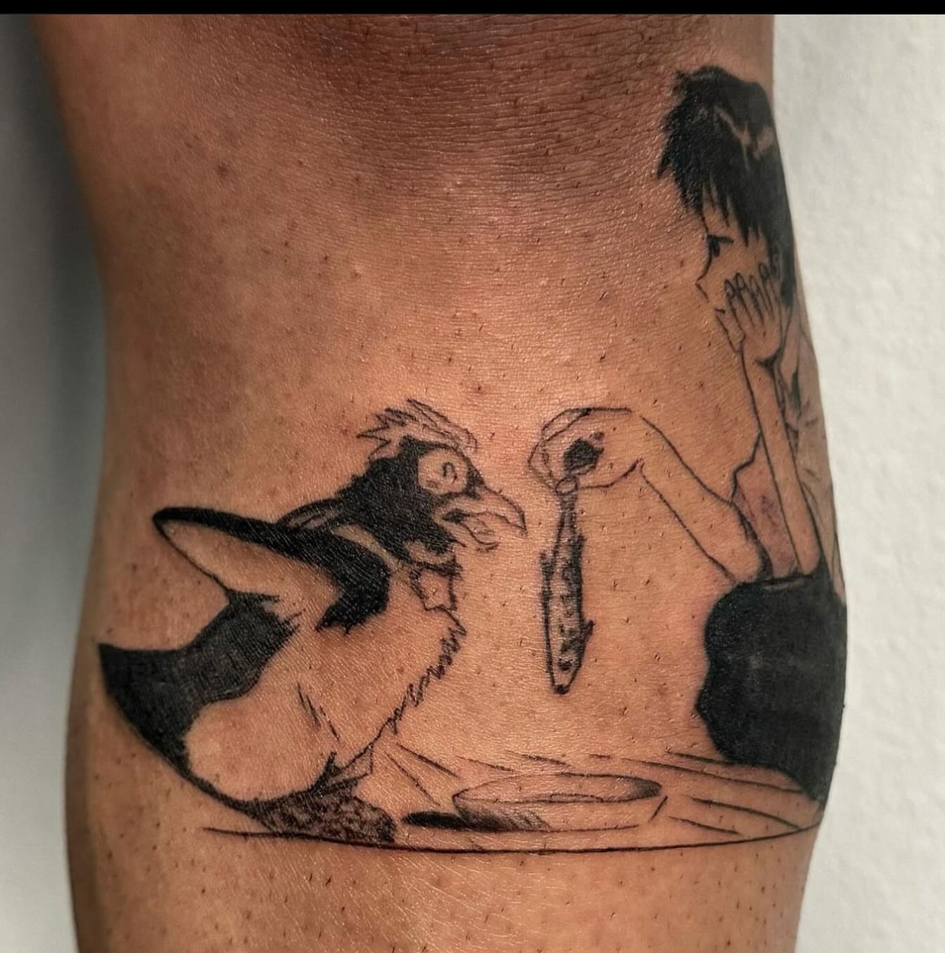 Bird and fish realism tattoo on the forearm by Mika