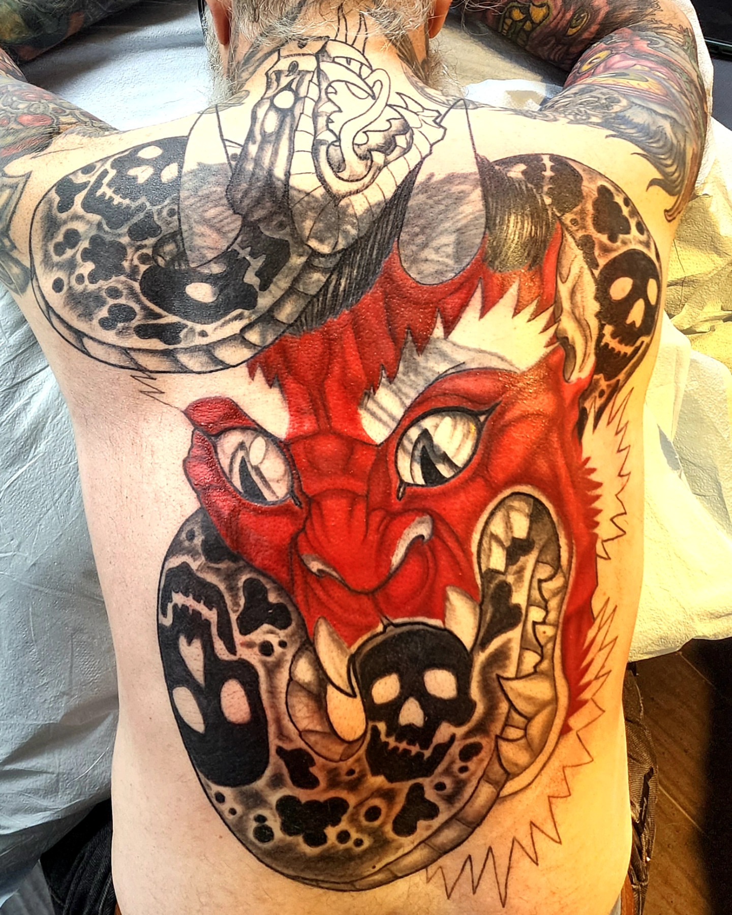 Tattoo by @fricke_tattoo — dark_realism, trash_polka