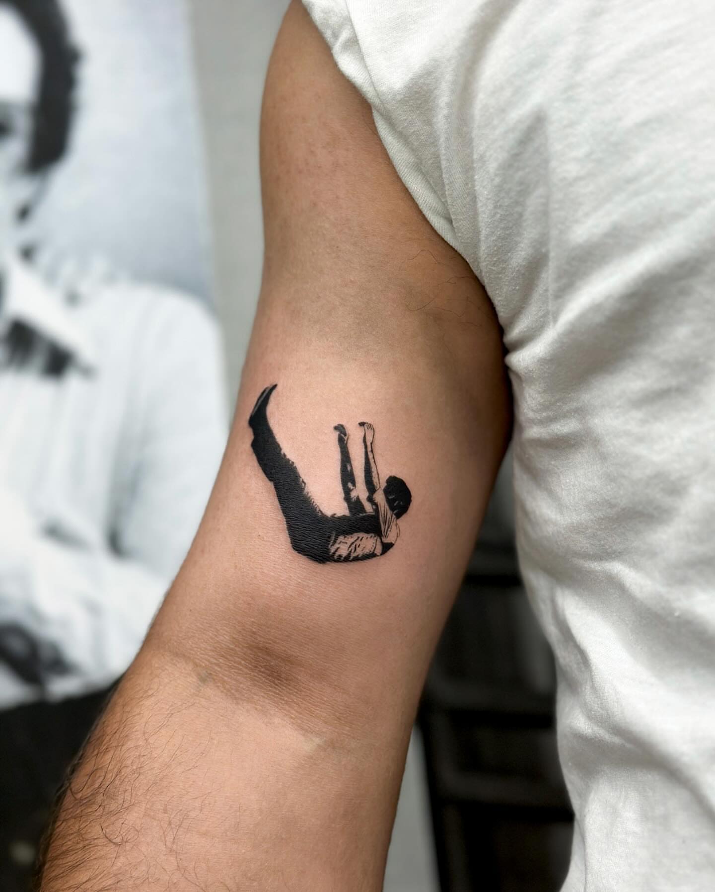 Diver black and grey tattoo on the forearm by Valery Cardona