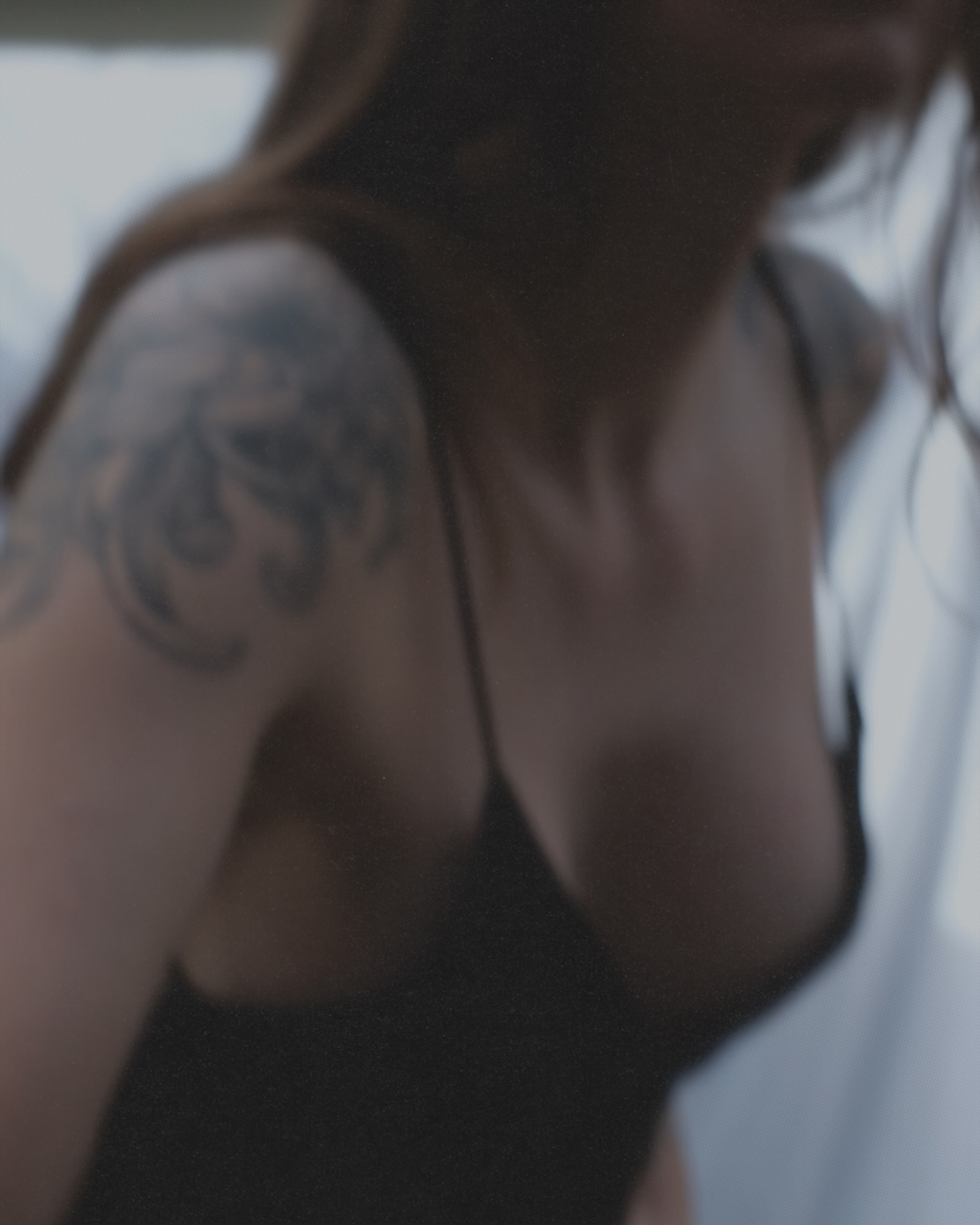 Abstract design dotwork tattoo on the shoulder by Kate