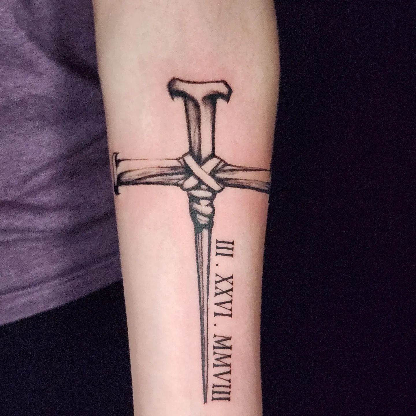 Sword and knot black and grey tattoo on the forearm by Yoan Figueroa Rodriguez