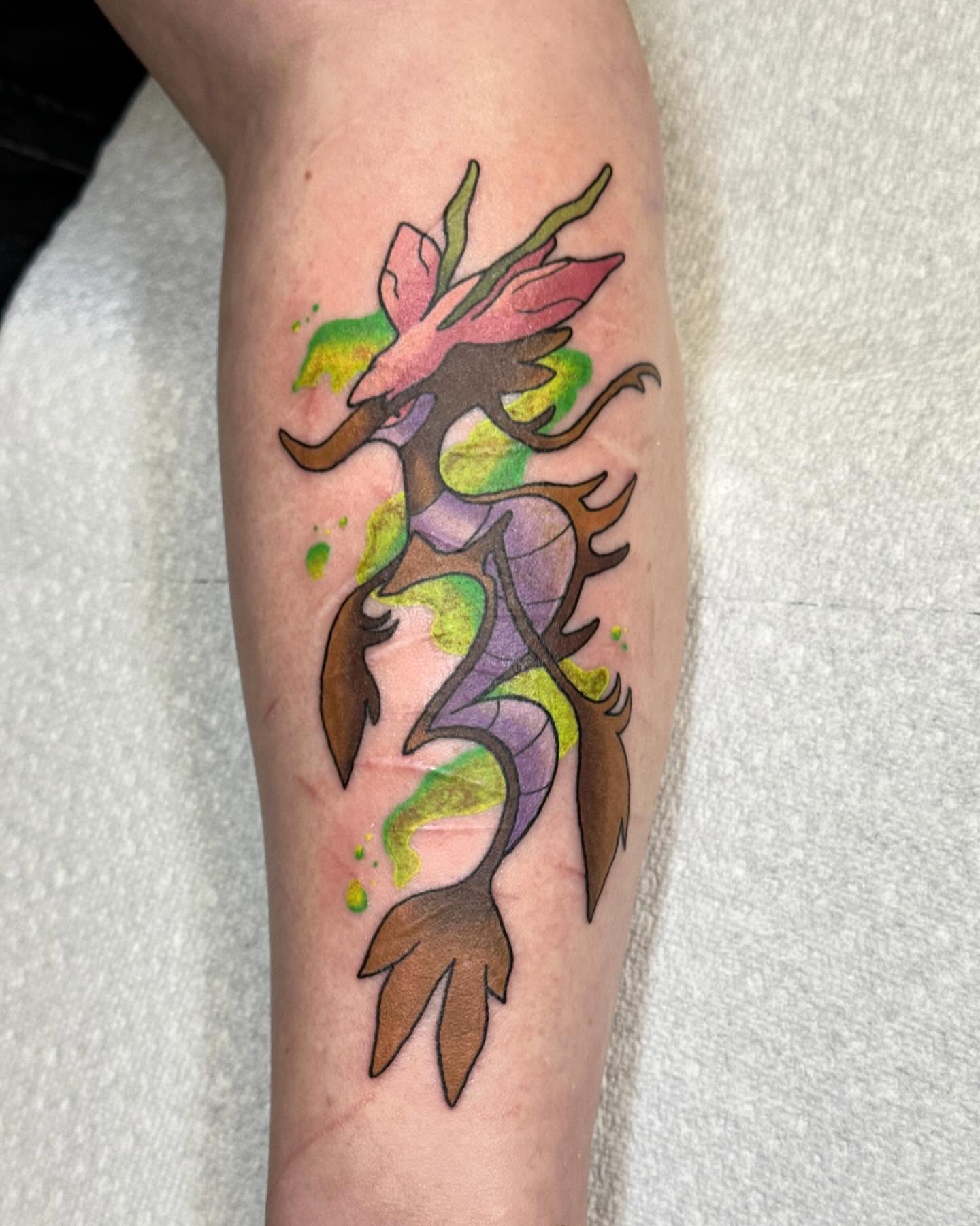 Watercolor deer watercolor tattoo on the forearm by (Joshua) Van Cummings