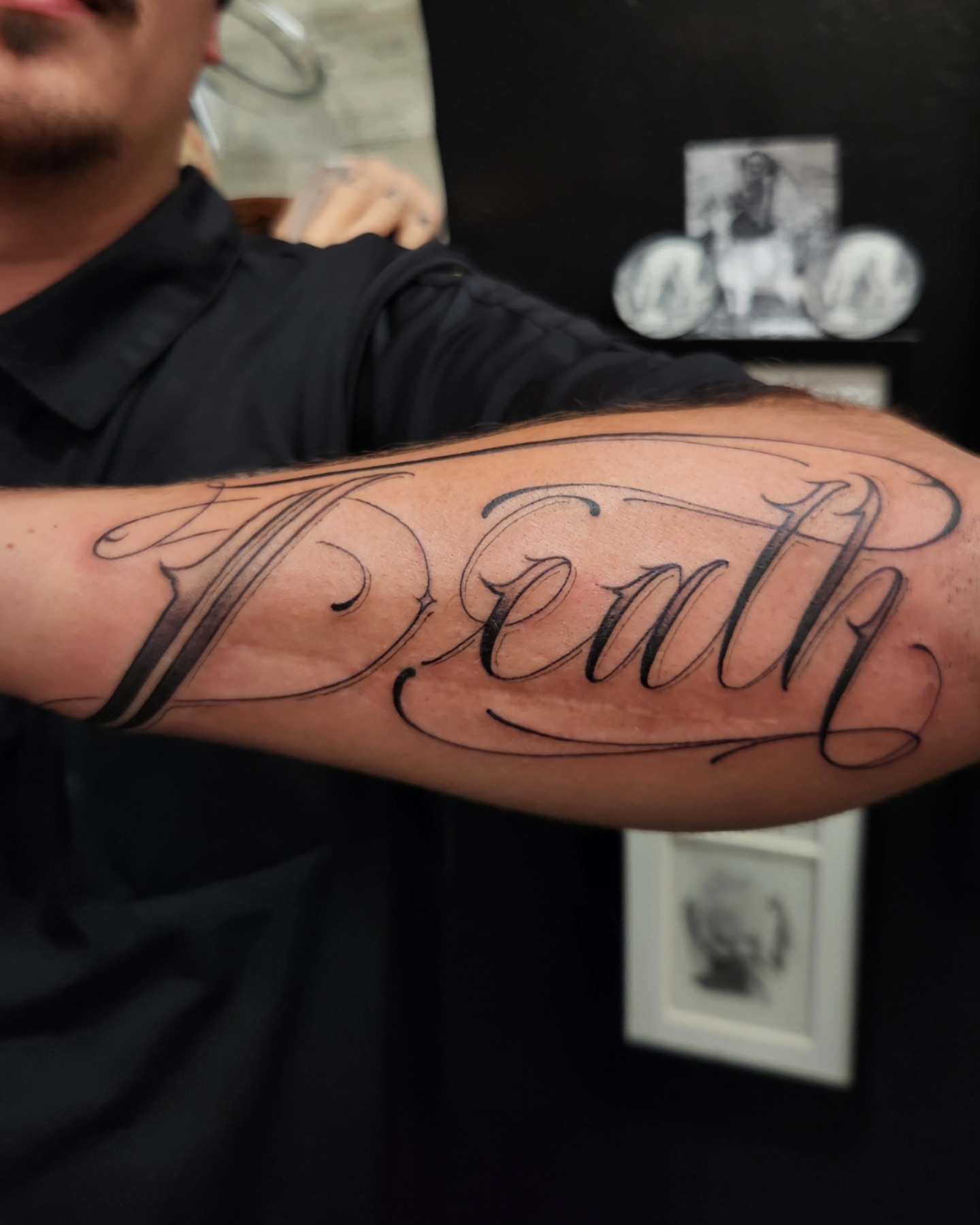 Tattoo by @stone_man720 — lettering_script