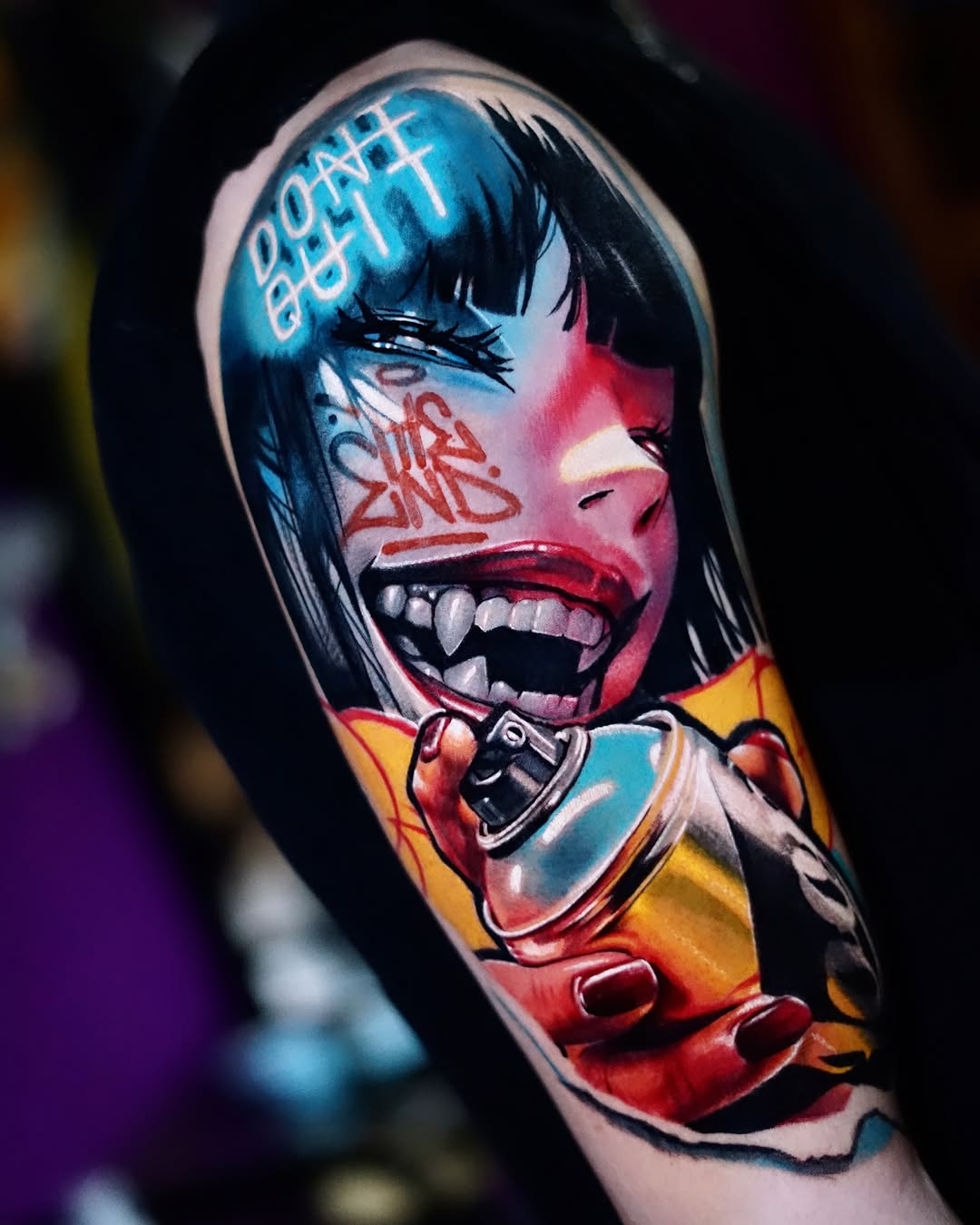 Tattoo by @vono.tattooer — new_school, trash_polka