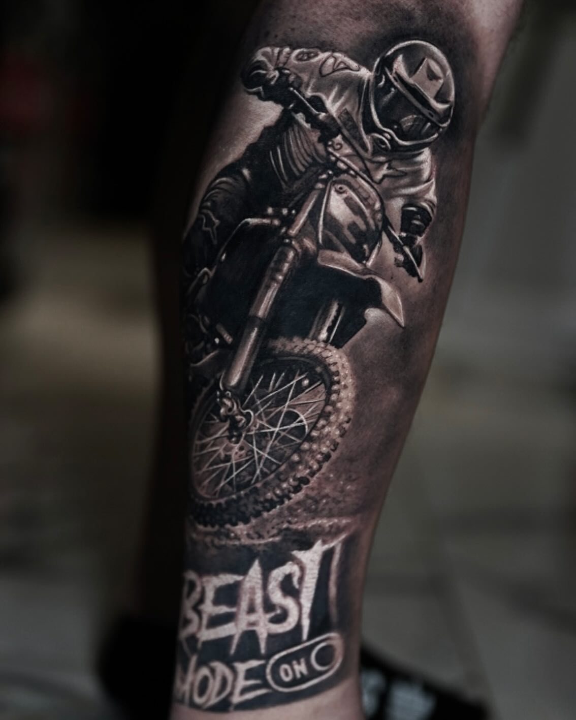 Dirt bike rider realism tattoo on the forearm by π¨π»βπ¨Ever luis Rivero π¨π»βπ¨