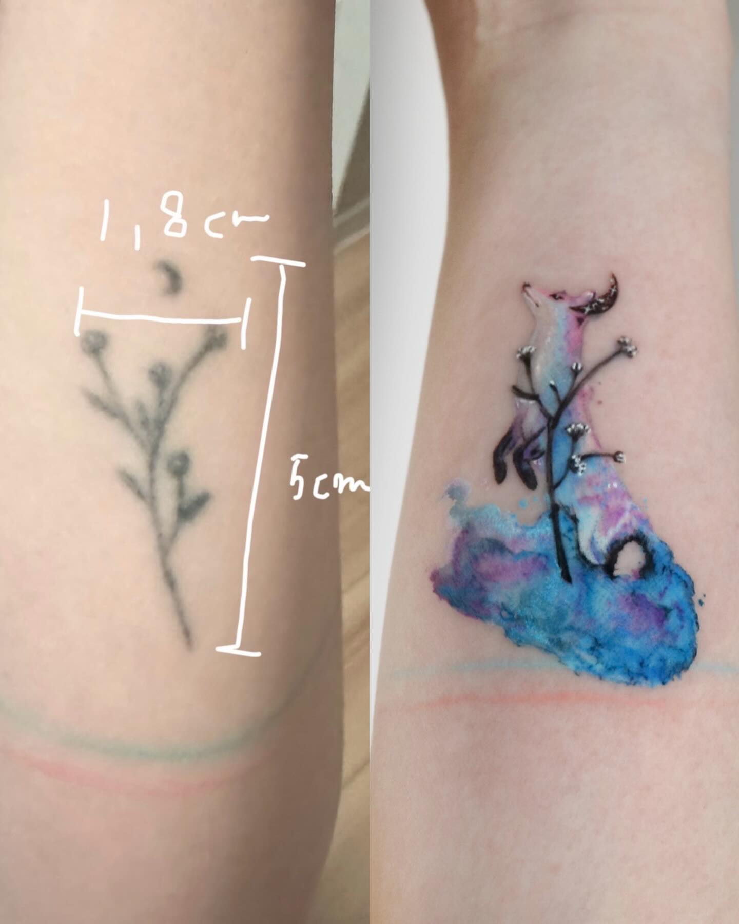 Flower watercolor tattoo on the forearm by Greeni