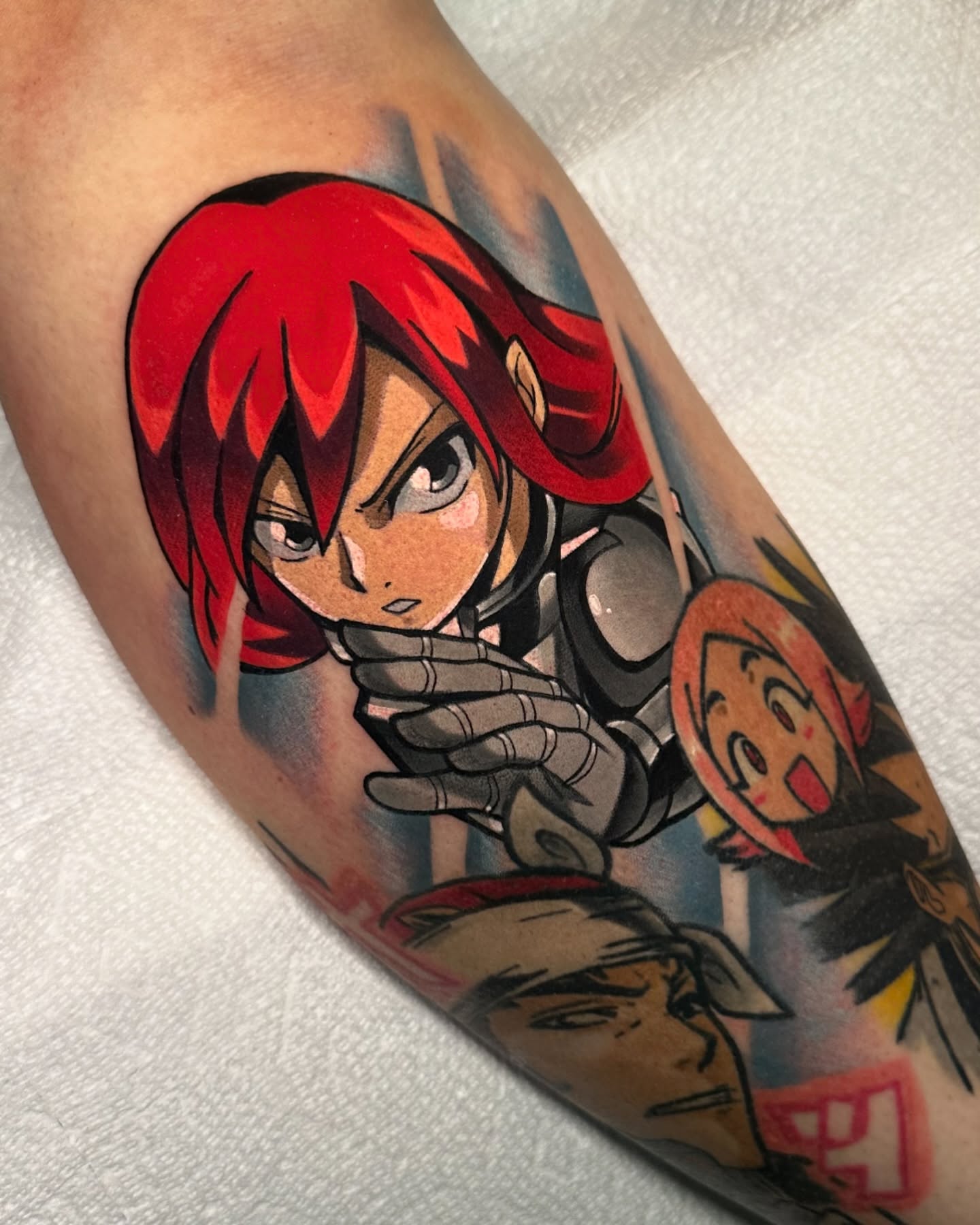 Anime character anime tattoo on the forearm by zackery simpson