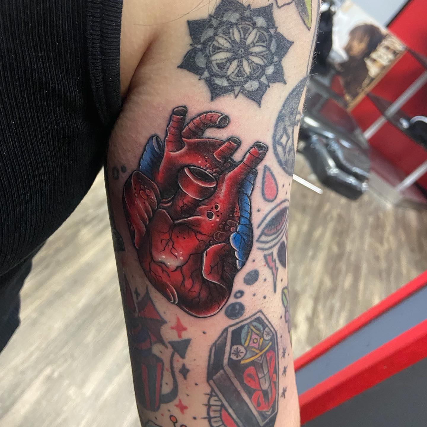 Tattoo by @franklinstein99 — american_traditional, dotwork