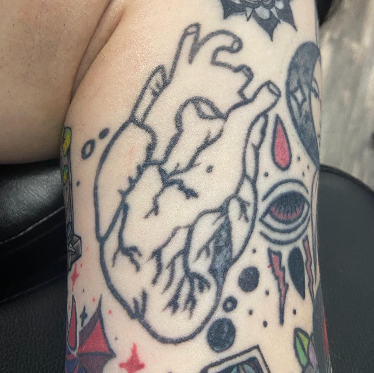 Tattoo by @franklinstein99 — american_traditional, dotwork