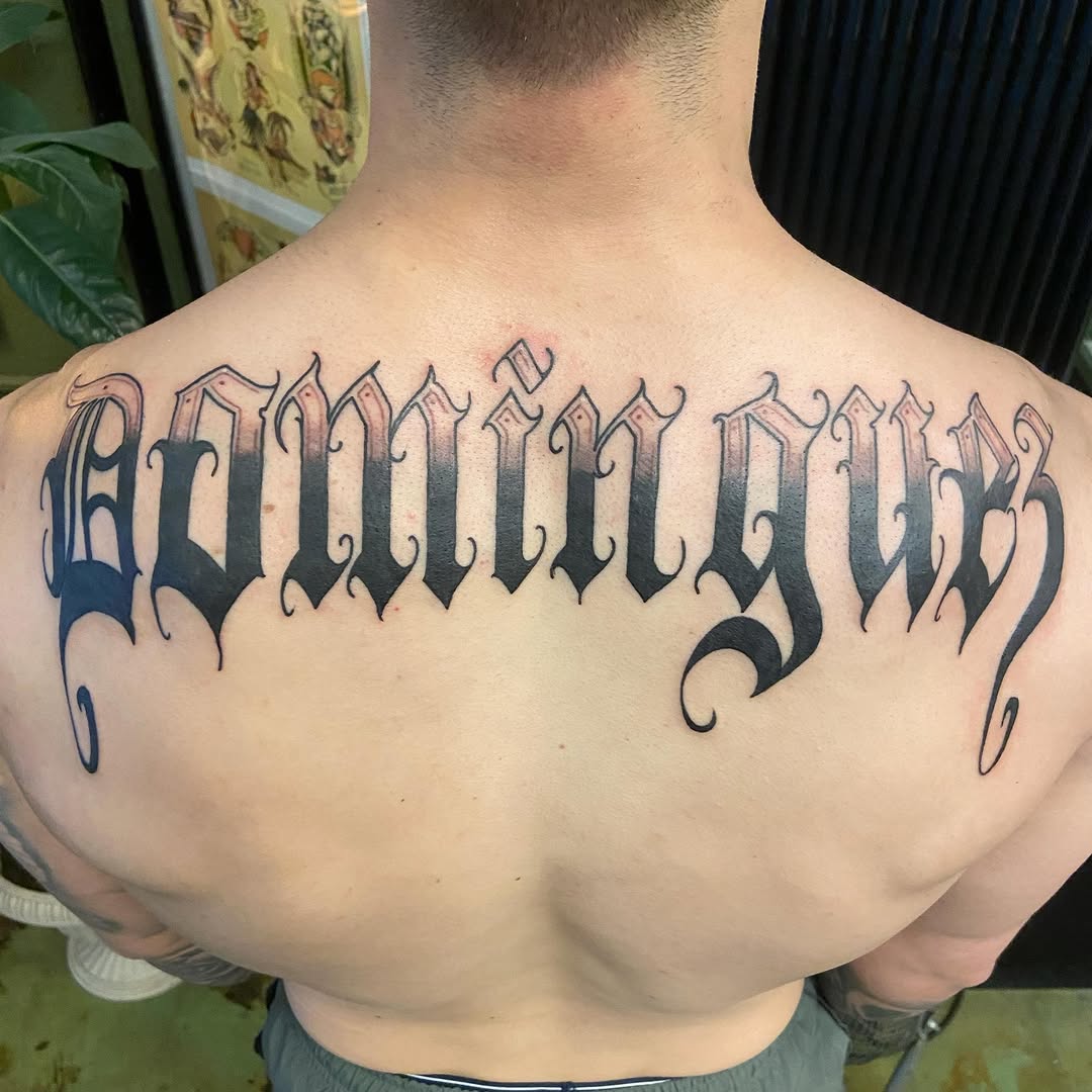 Tattoo by @dorroughtattooer — lettering_script, black_and_grey