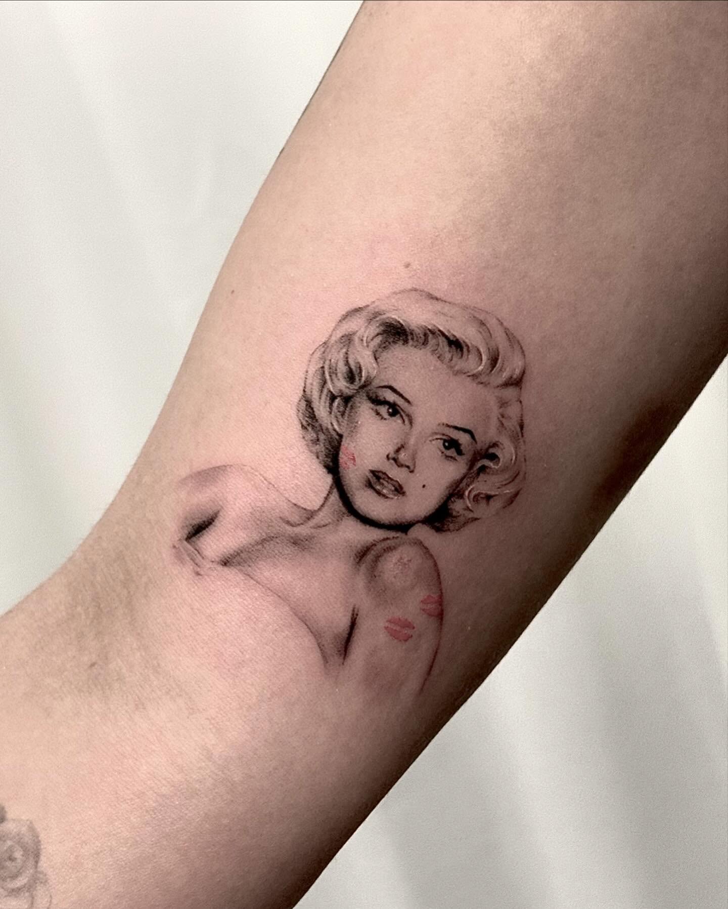 Marilyn monroe realism tattoo on the forearm by Oori