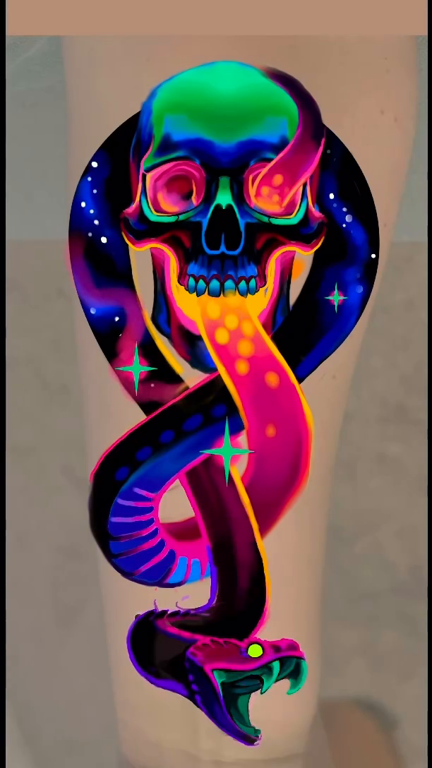 Skull and snake neo-traditional tattoo by Sienna Coppa