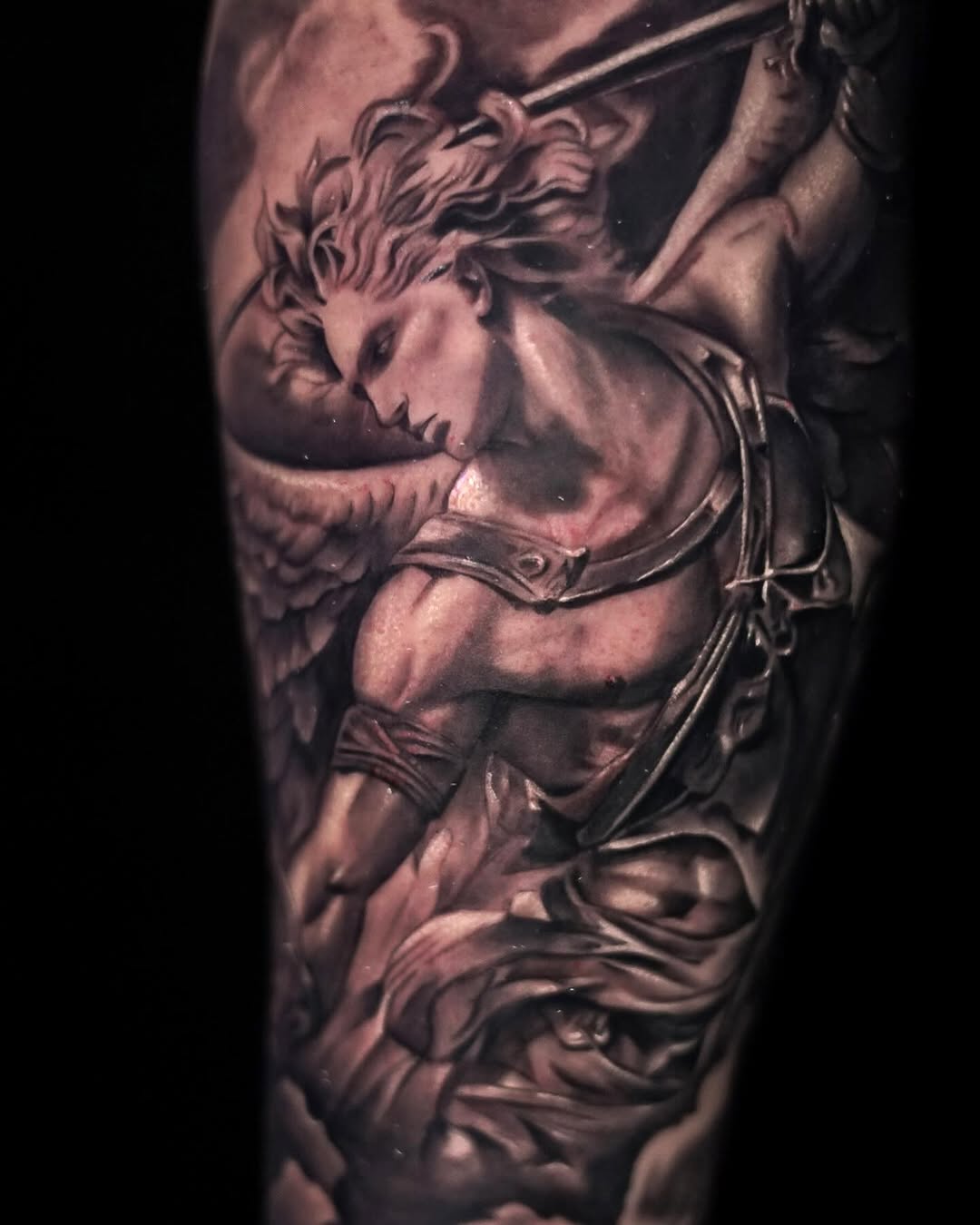 Angel with sword realism tattoo on the forearm by ✝️ Nicholas Fernandez ✝️