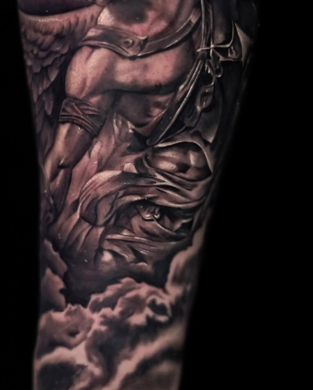 Angelic warrior realism tattoo on the forearm by ✝️ Nicholas Fernandez ✝️