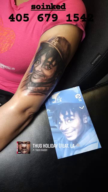 Portrait of a man realism tattoo by Germaine Sherman
