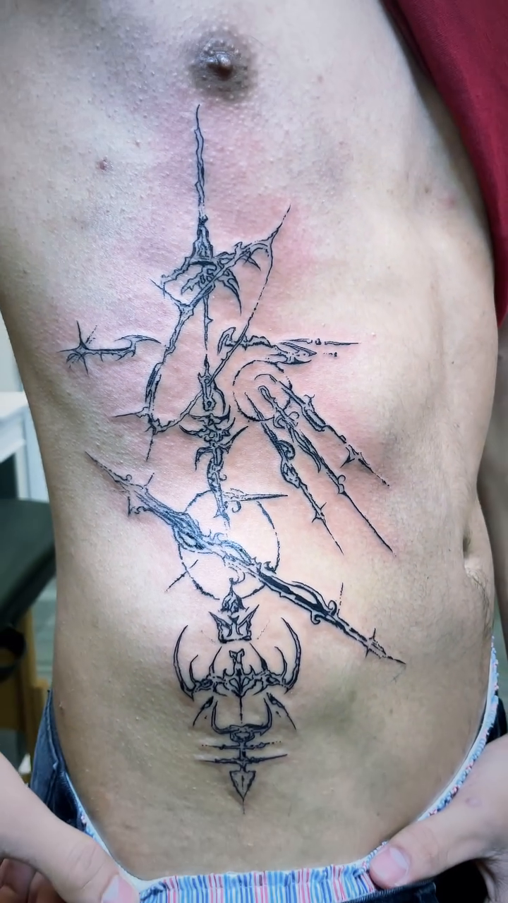 Abstract geometric design blackwork tattoo by lizzy, Damascus, Maryland