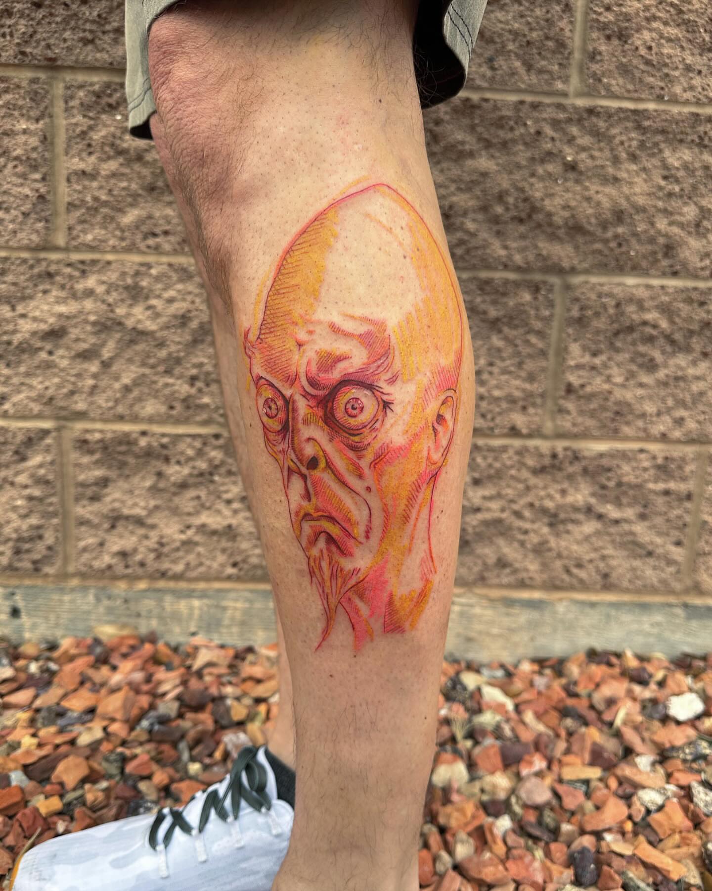 Alien head realism tattoo on the forearm by Winters Ashurst - St. George tattoo artist