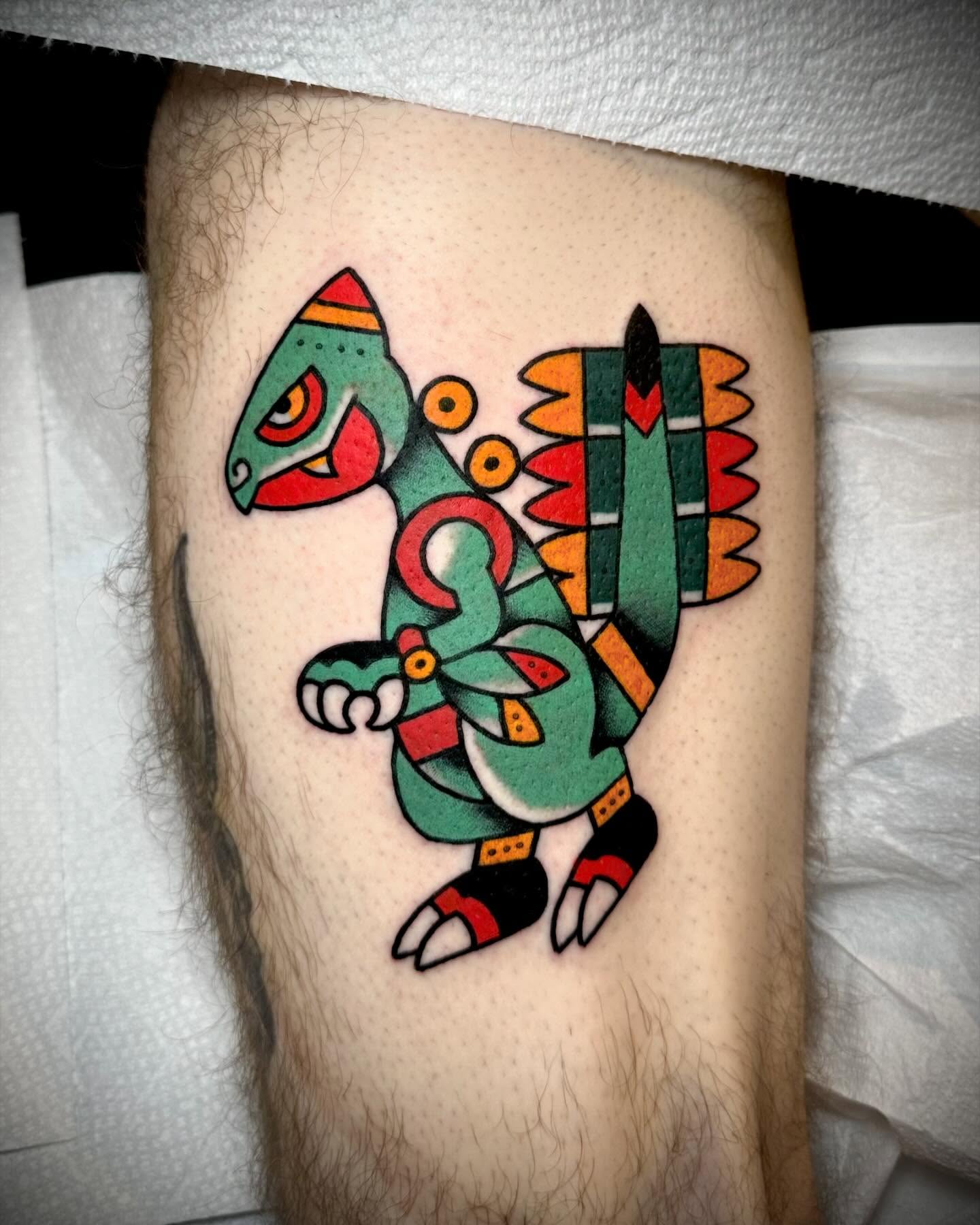 Lizard American traditional tattoo on the forearm by โ L O S โ ๐ฒ๐ฝ