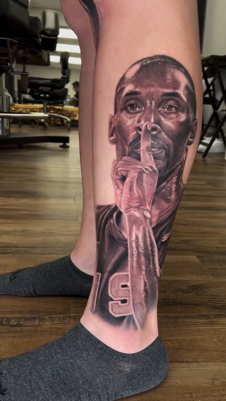 Kobe Bryant portrait realism tattoo by John Perez
