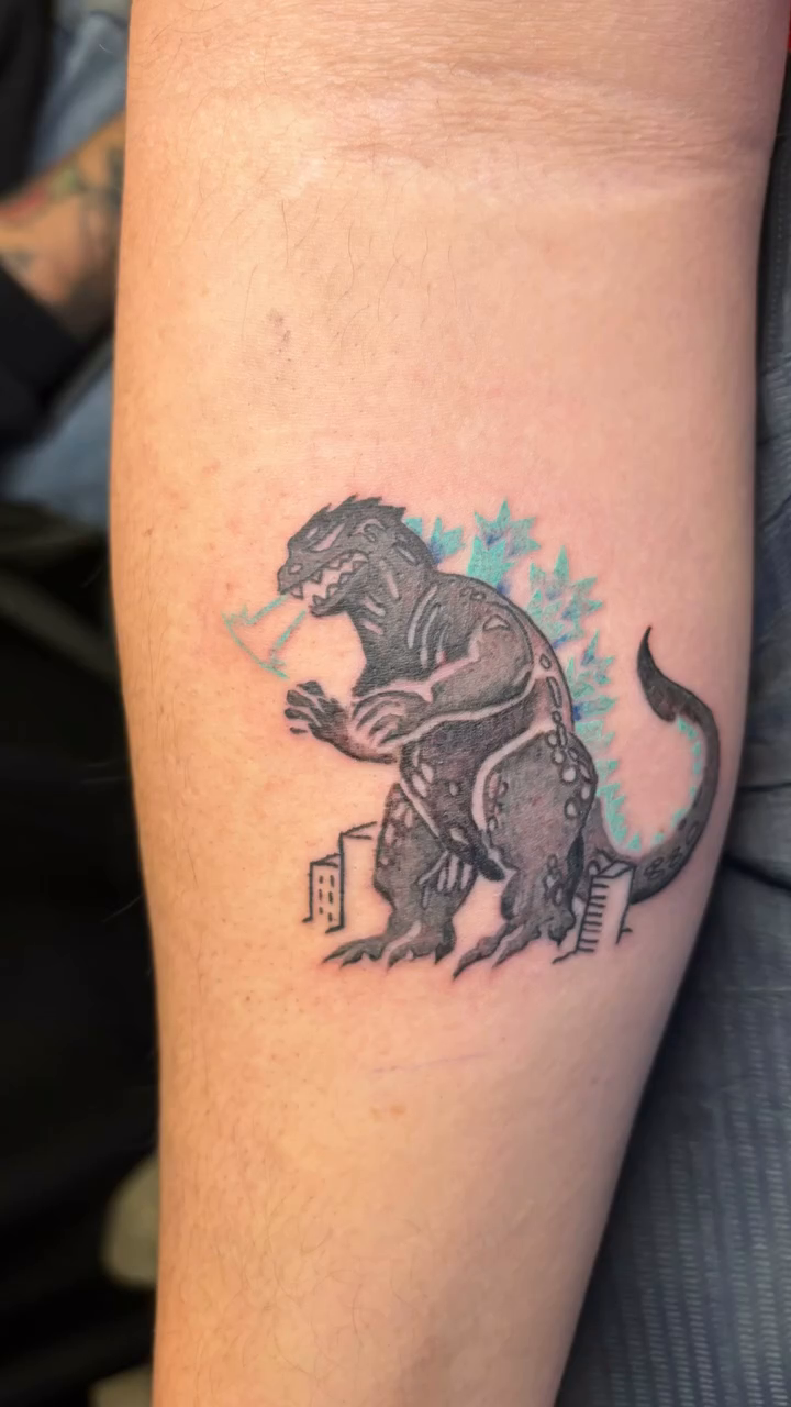 Godzilla realism tattoo by πΈππππ¦π£ππΈ