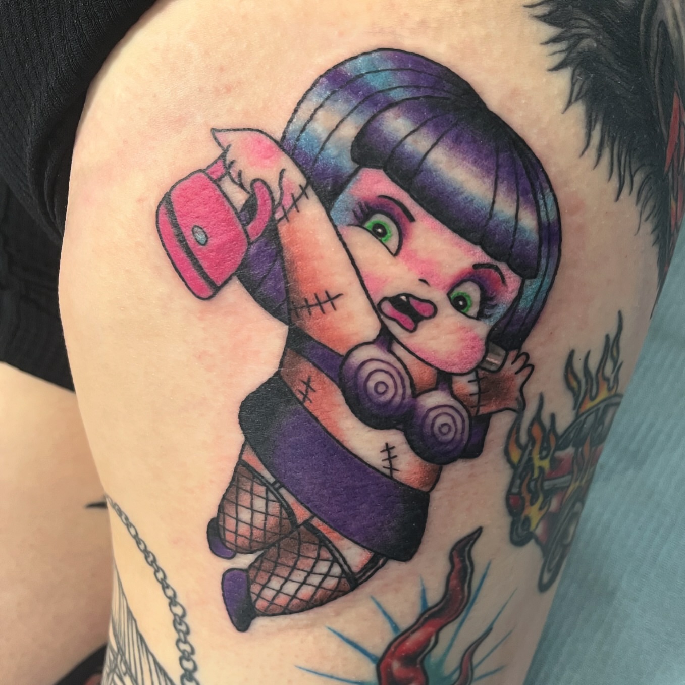 Tattoo by @fearlessfoxes — american_traditional, dotwork