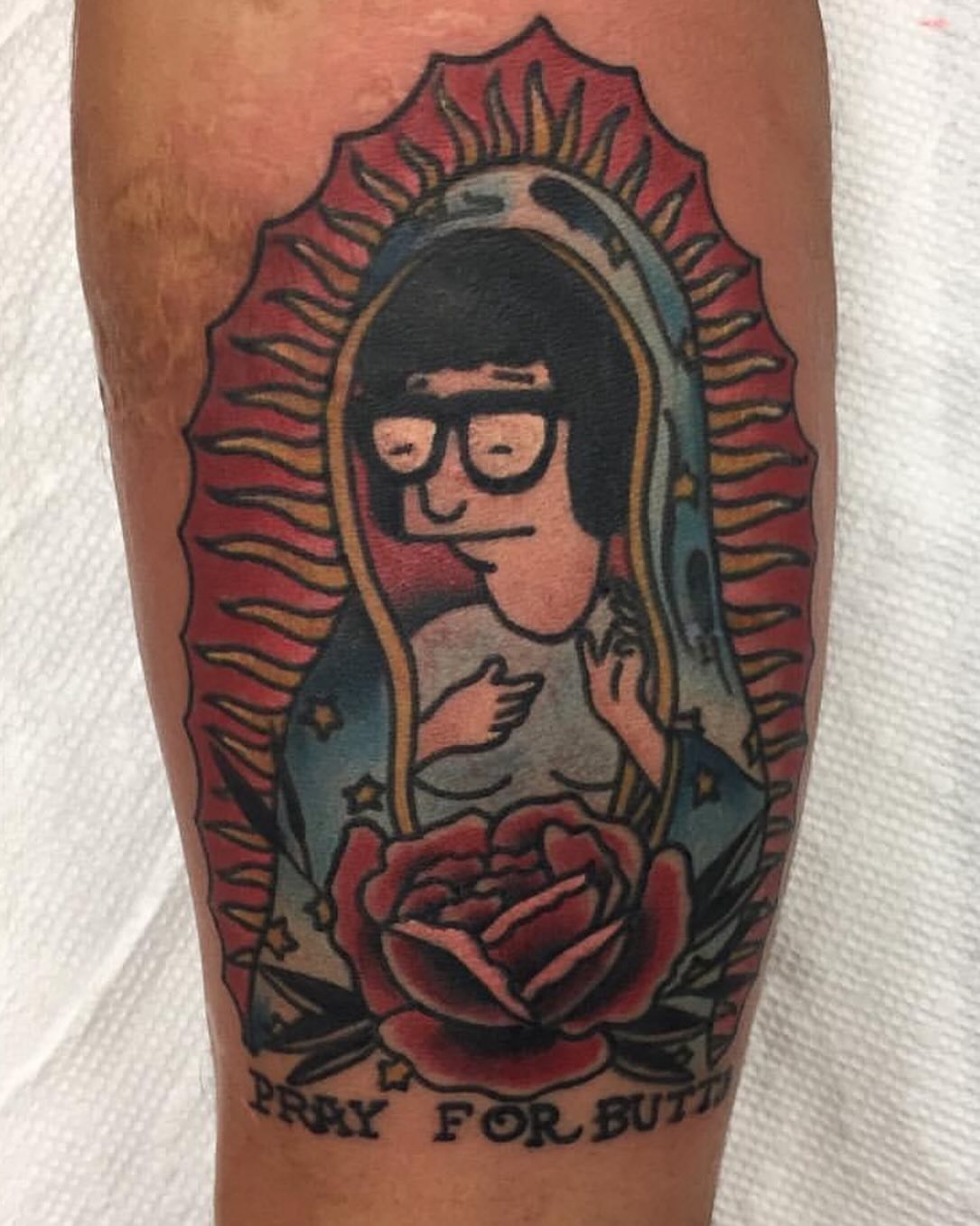 Bob Belcher American traditional tattoo on the forearm by 💀good To the Grave💀