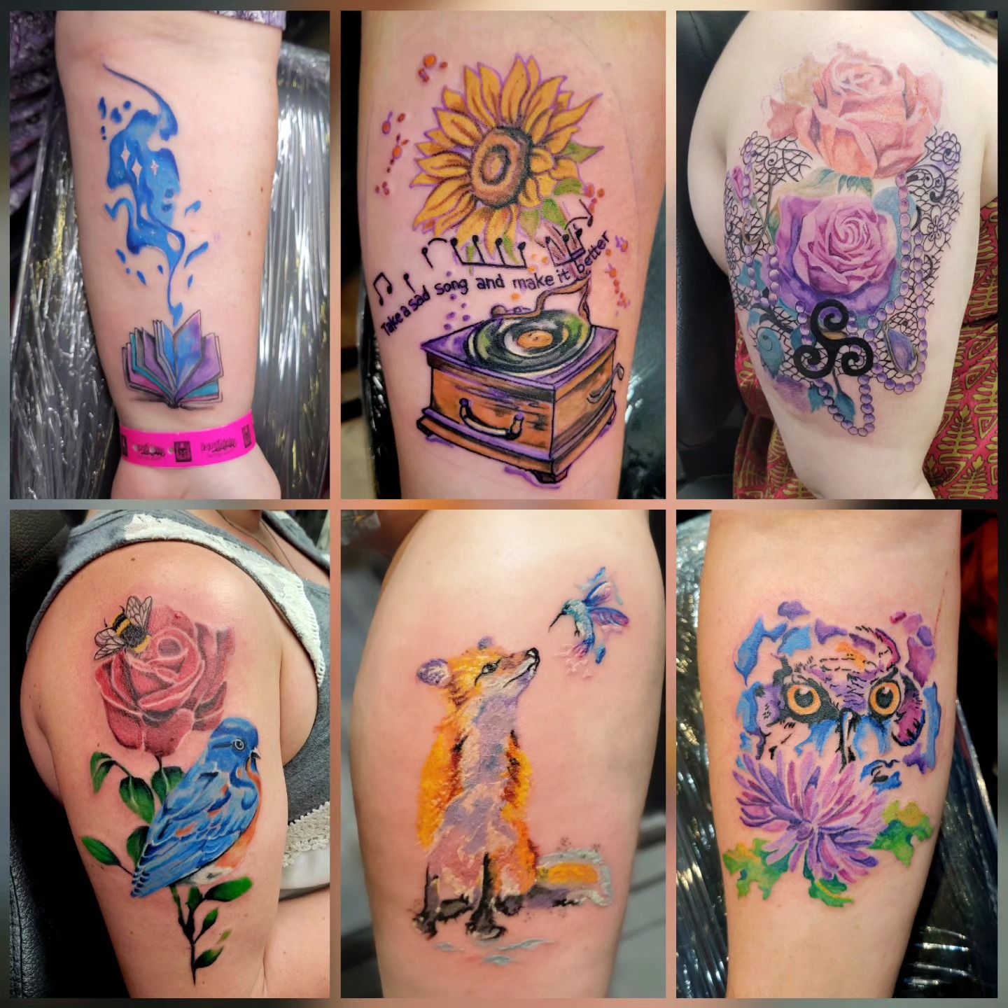 Watercolor floral watercolor tattoo on the upper arm by Naez Ink AKA Renae Madison, Macomb, Illinois
