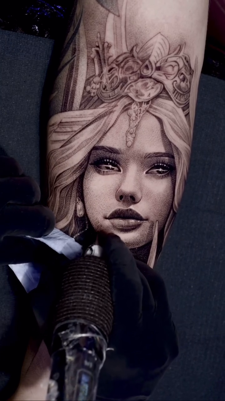 Tattoo by @_escobart — realism, black_and_grey