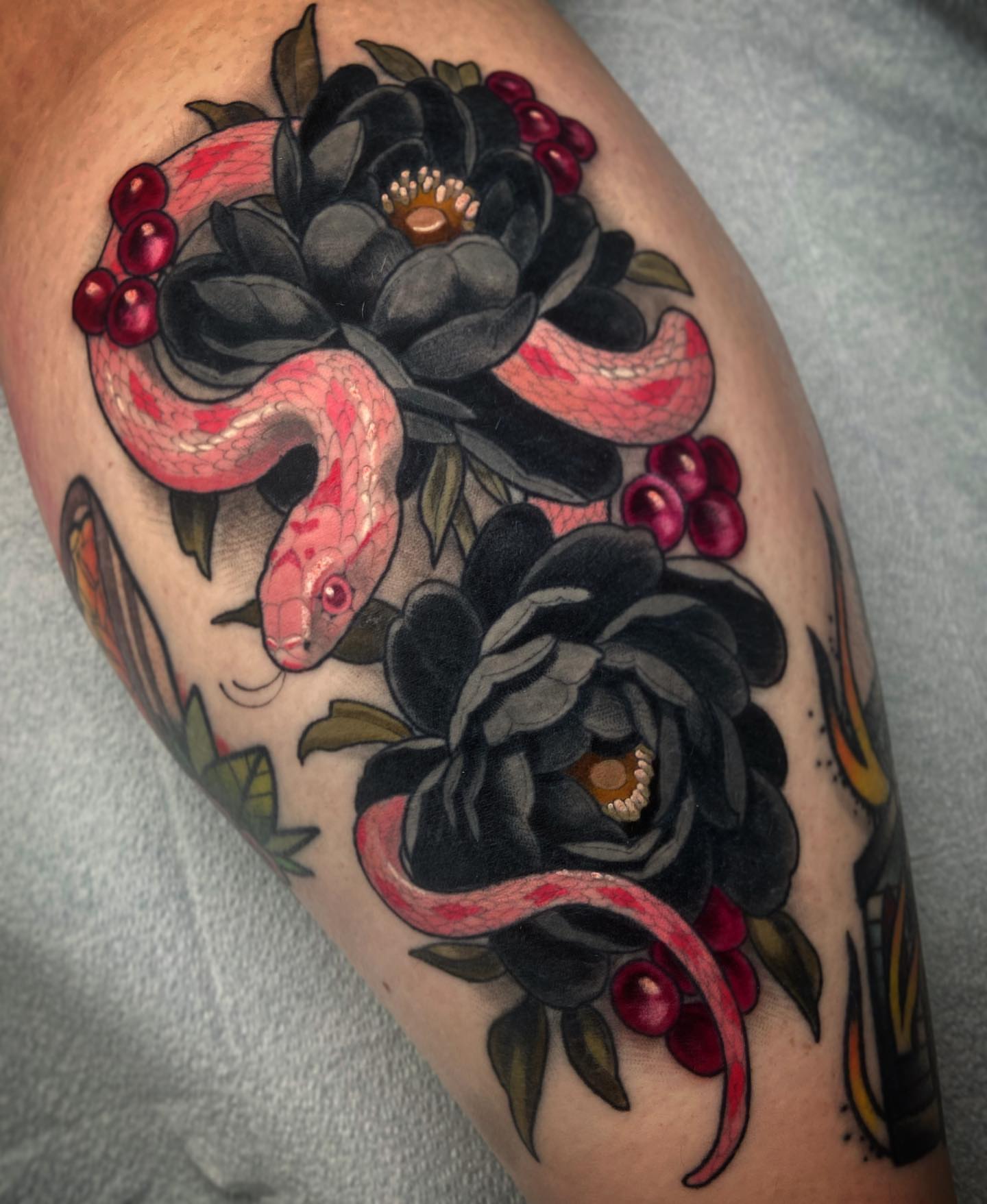Tattoo by @marinamaytattoos — american_traditional, dark_realism