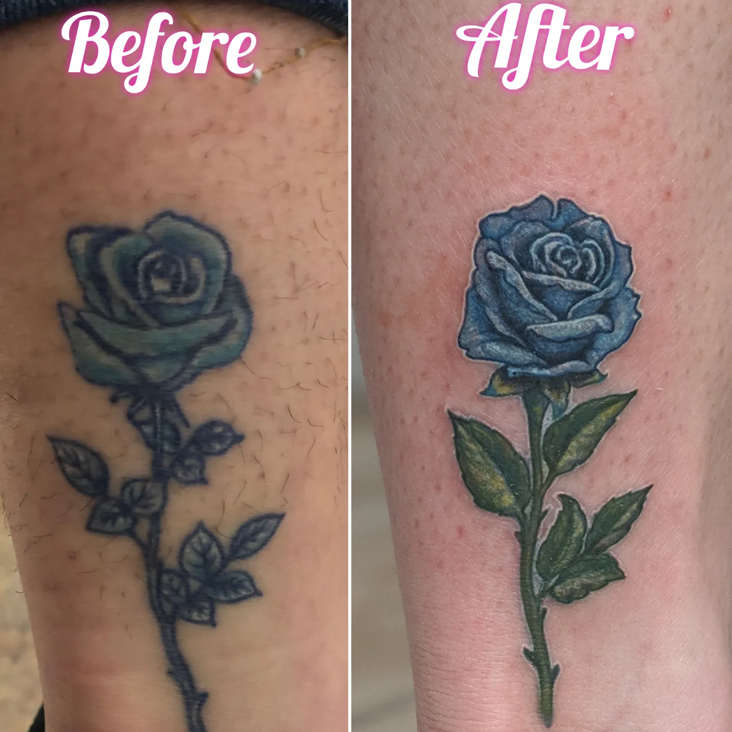 Blue rose black and grey tattoo on the forearm by Jay Trip