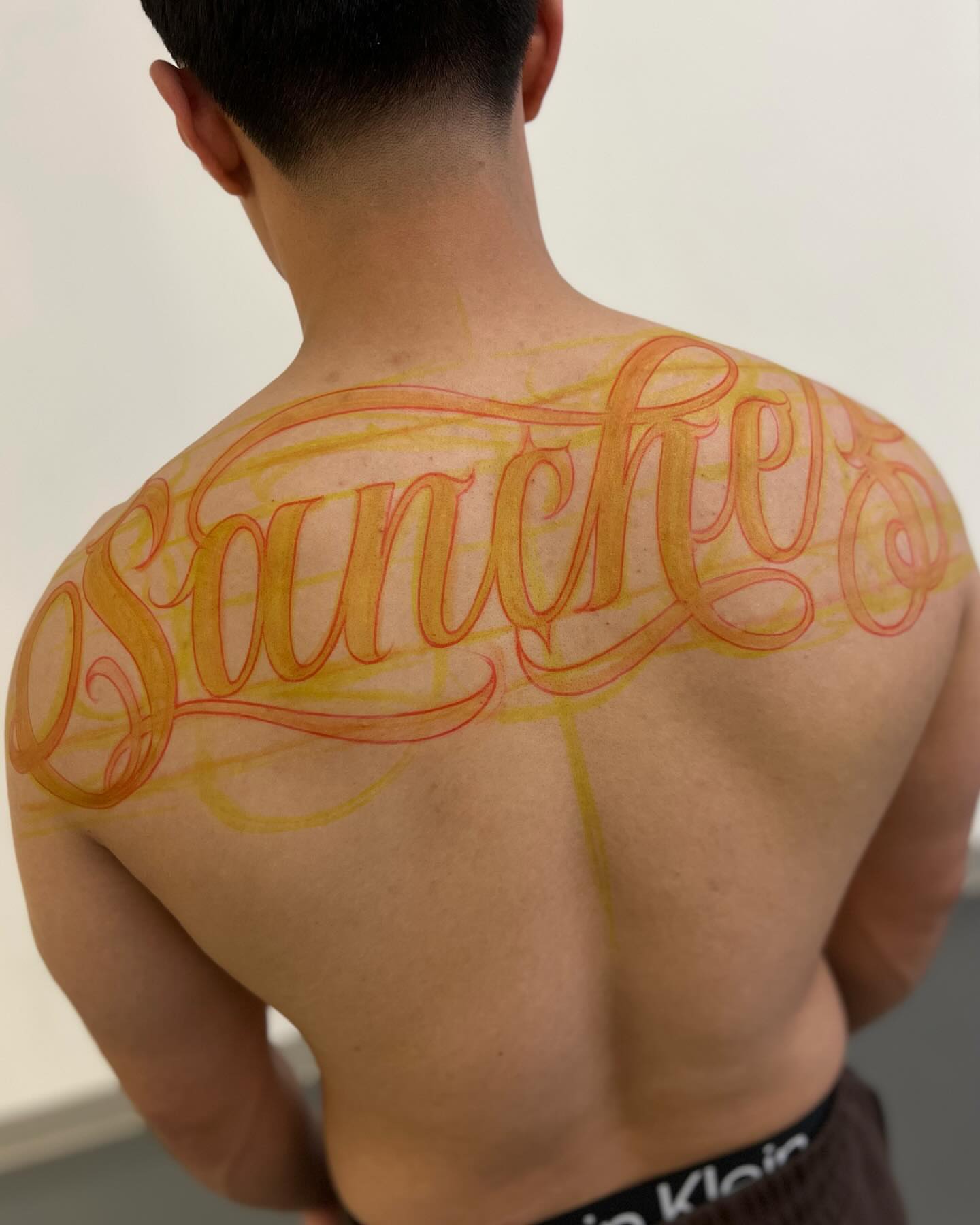 Script lettering lettering script tattoo on the back by Aleckzi Ramos