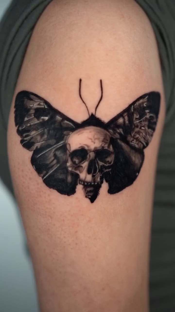 Tattoo by @jiinkytattoos — dark_realism, black_and_grey
