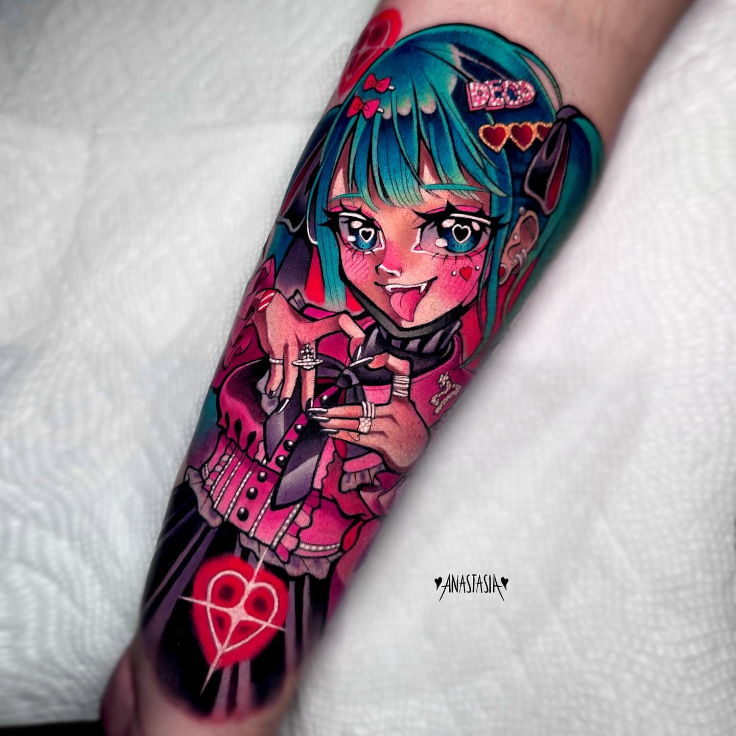 Tattoo by @tamagothchick β anime