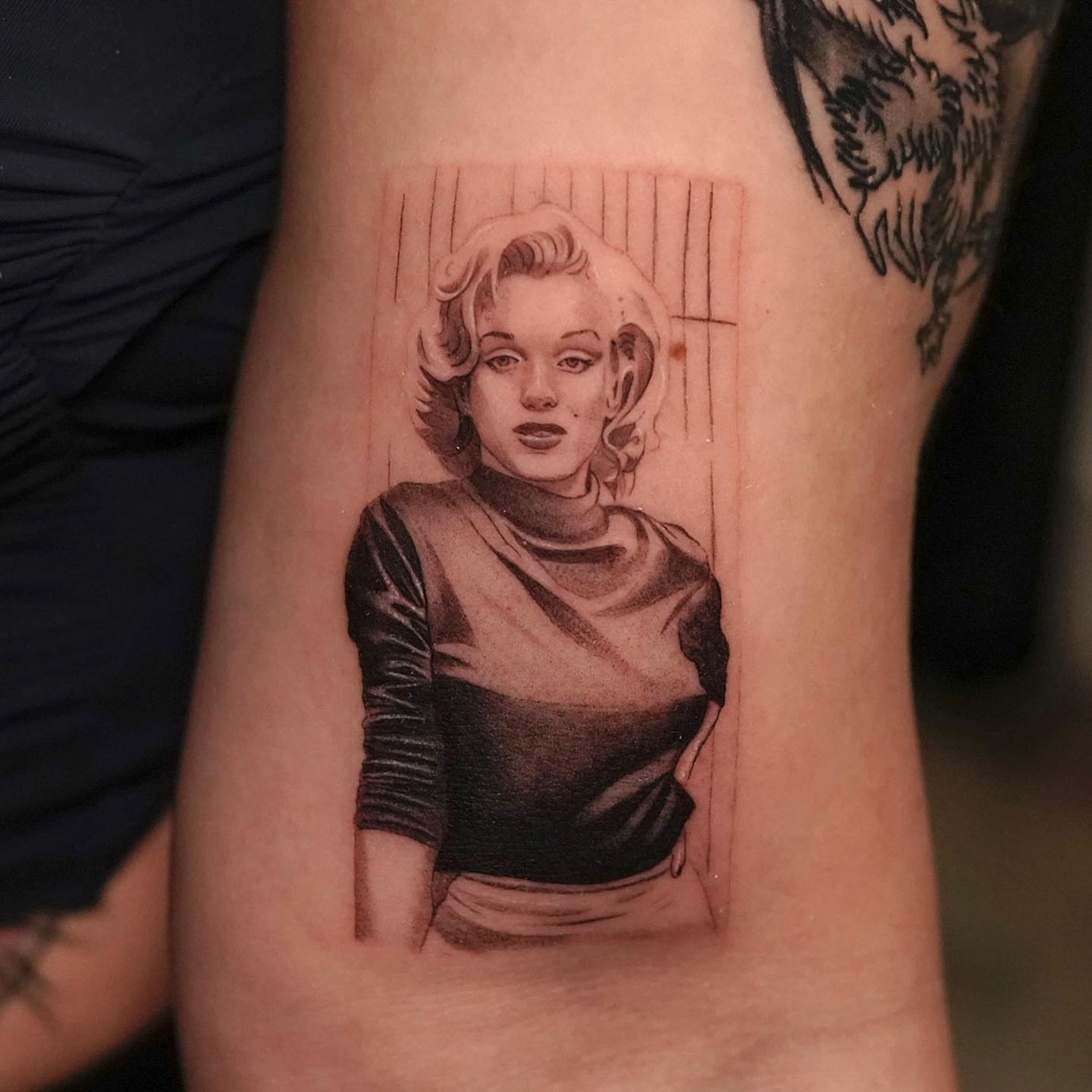 Marilyn monroe realism tattoo on the forearm by eddie chavez