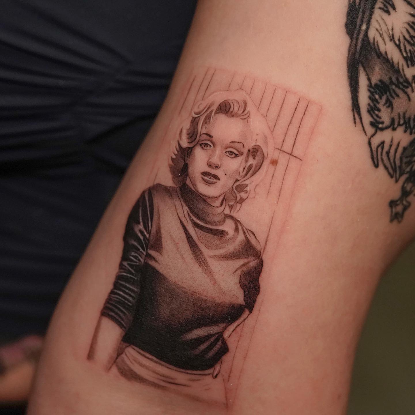 Marilyn monroe realism tattoo on the forearm by eddie chavez