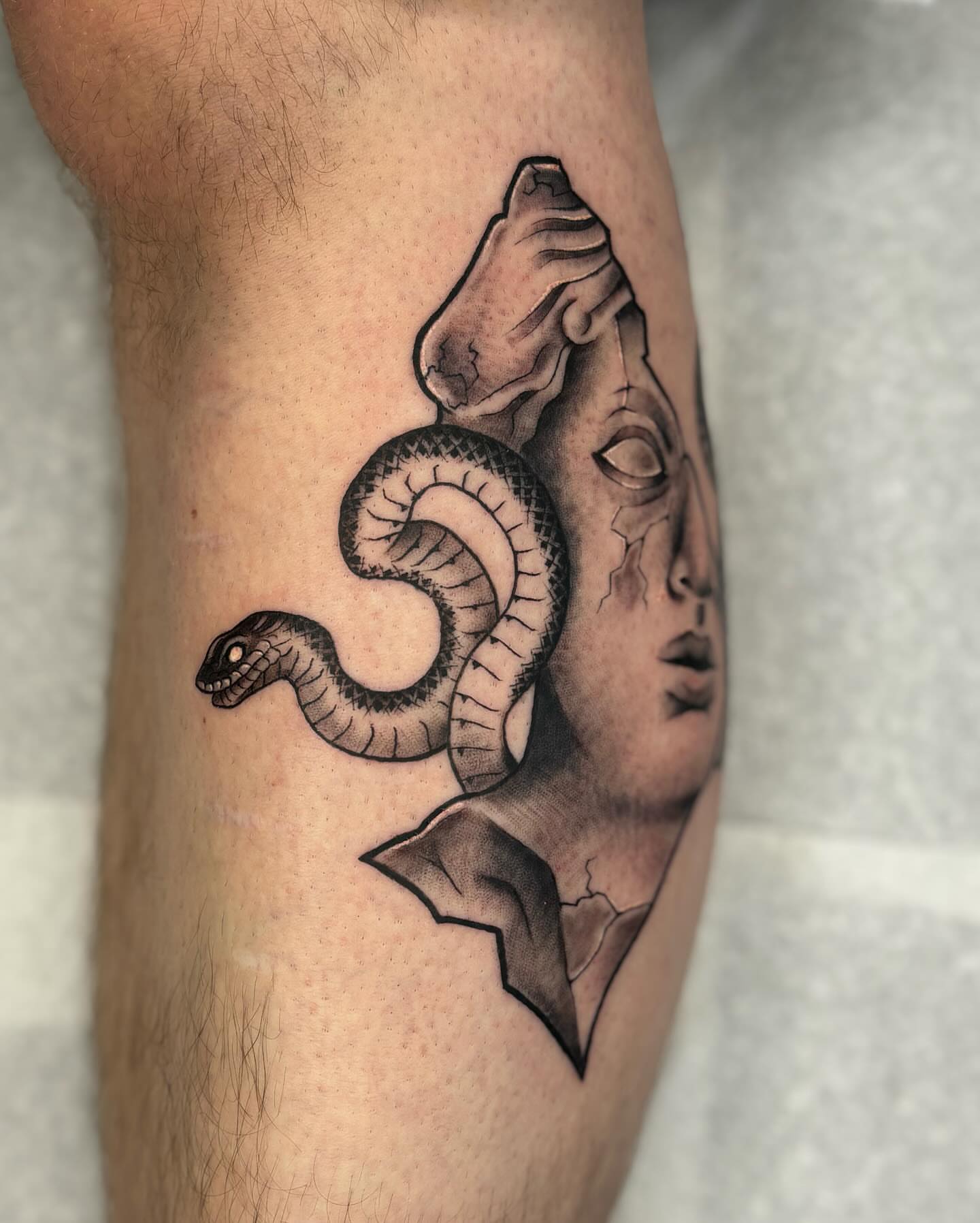 Tattoo by @mitchelkelftattoo — black_and_grey, realism