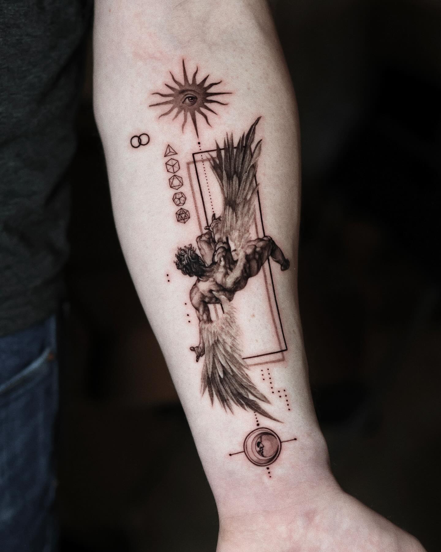 Tattoo by @gayitattoo — black_and_grey, dotwork