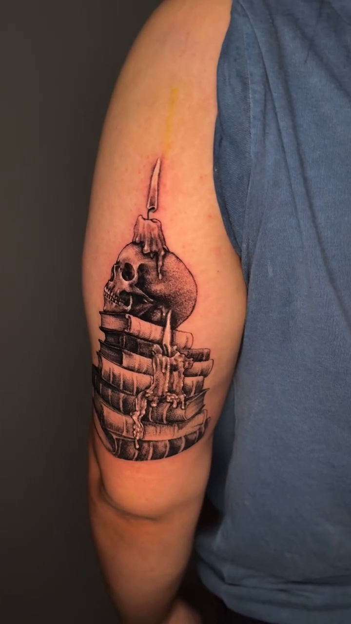 Tattoo by @martinazago_tattoo — dark_realism, black_and_grey