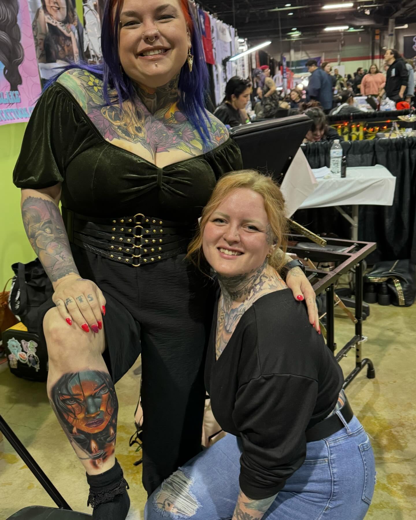 Mask American traditional tattoo on the upper arm by Mary Blake Tattoos, Franklin, Tennessee