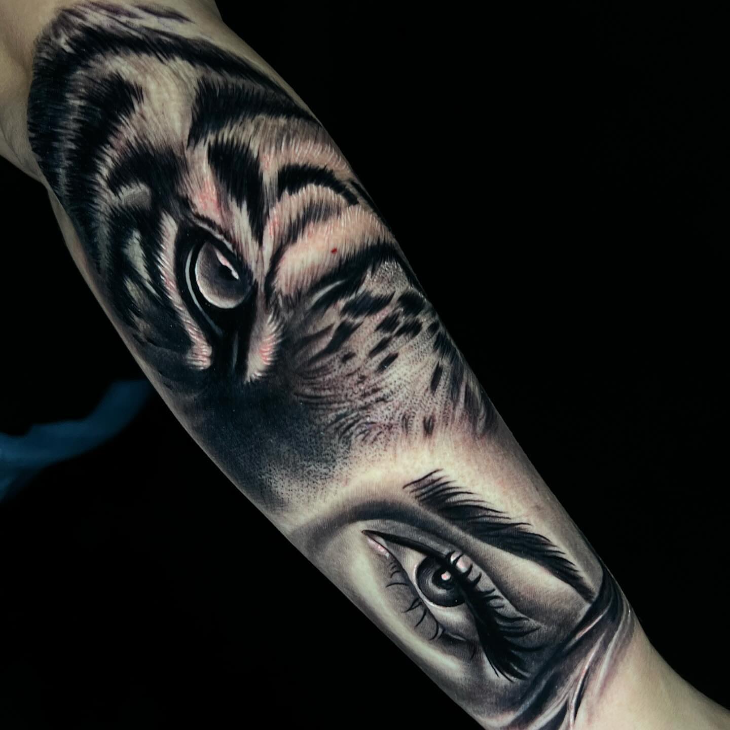Eyes realism tattoo on the forearm by Raw Hound, Hialeah, Florida