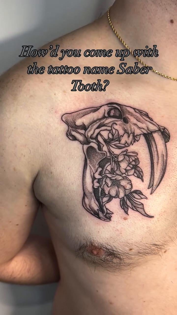 Tattoo by @saber_tooth_tattoo — realism, black_and_grey
