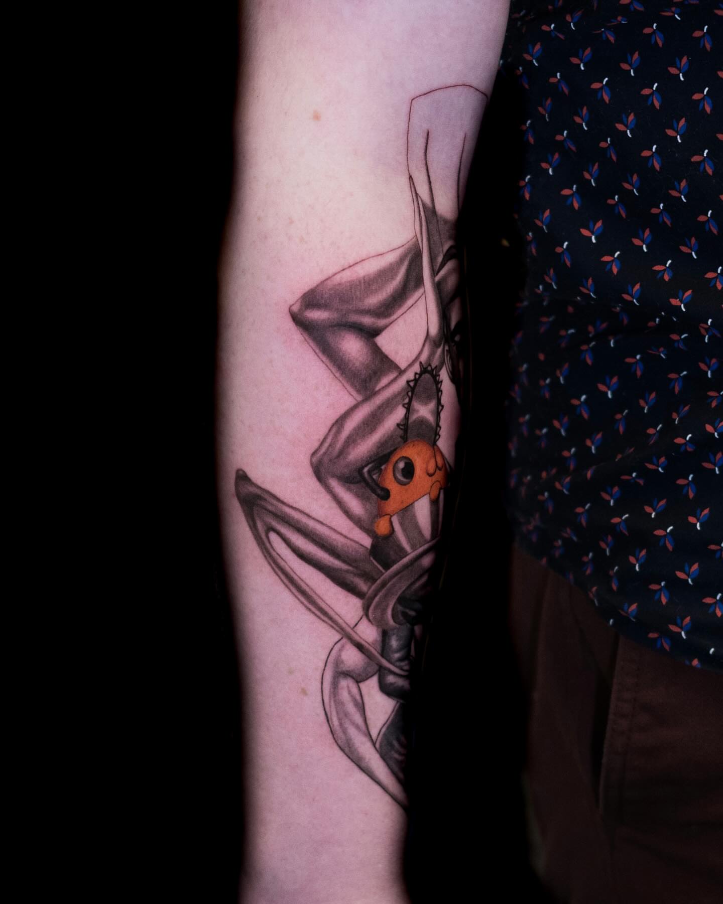 Ant with chainsaw realism tattoo on the forearm by Tattoo Artist