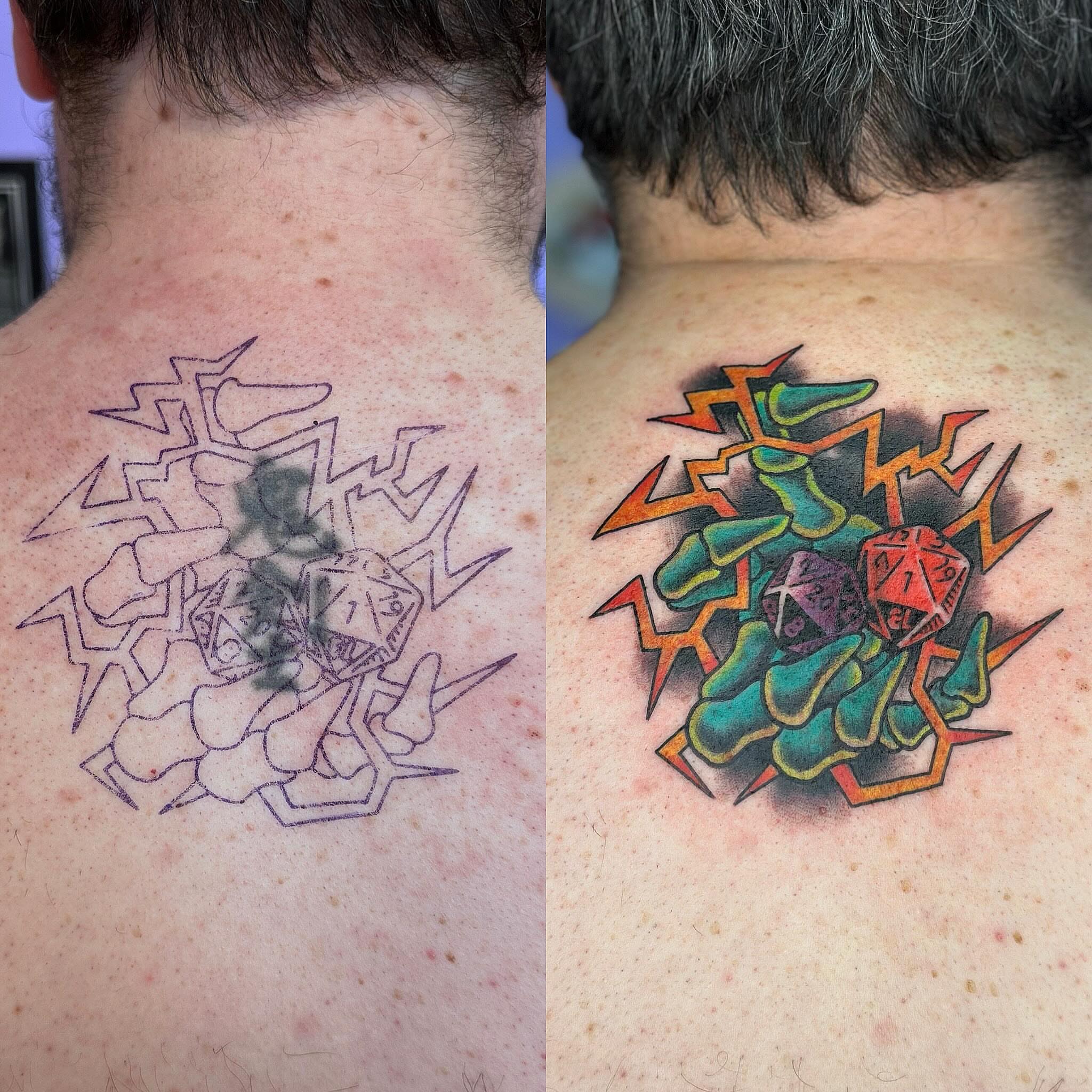 Geometric dice geometric tattoo on the back by ♥ Brynn Allyn ♥