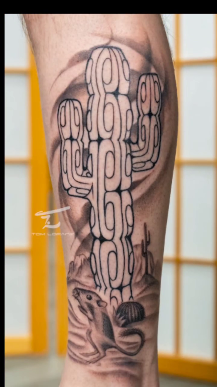 Geometric cactus geometric tattoo by Ｔｏｍ Ｌｏｒａｎｚ