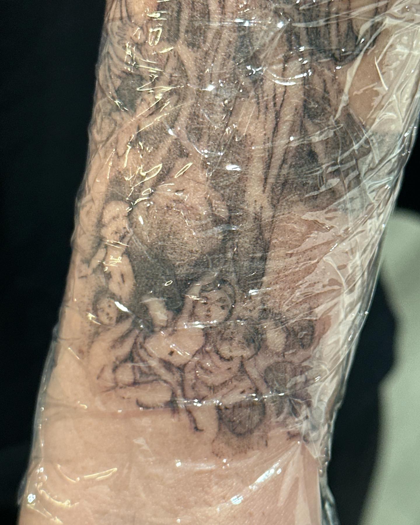 Landscape black and grey tattoo on the forearm by @taravychi